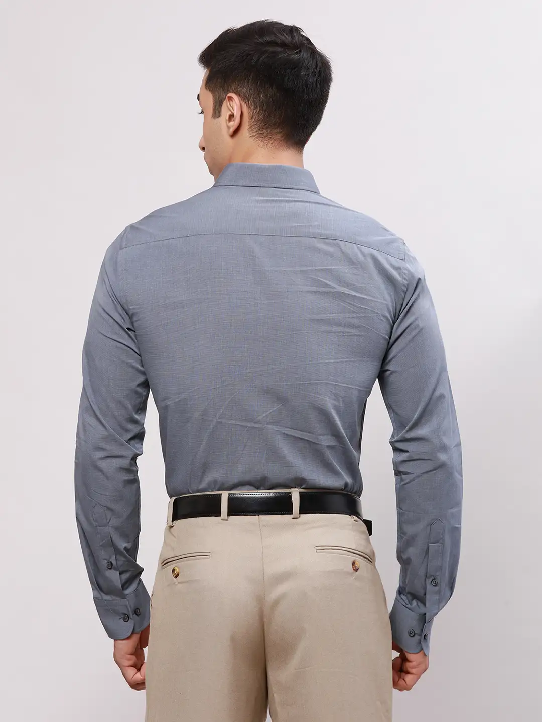 Park Avenue Men Grey Slim Fit Fil-A-Fil Cotton Shirts - Image 4