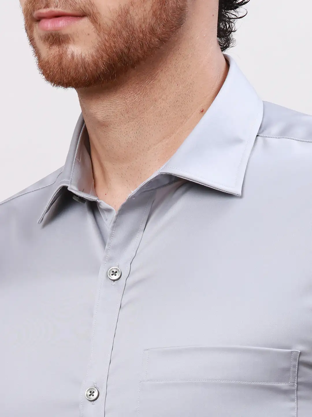 Park Avenue Men Grey Slim Fit Solid Cotton Shirts - Image 6