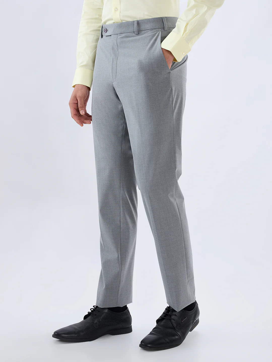 Park Avenue Men Grey Slim Fit Solid Trouser - Image 3