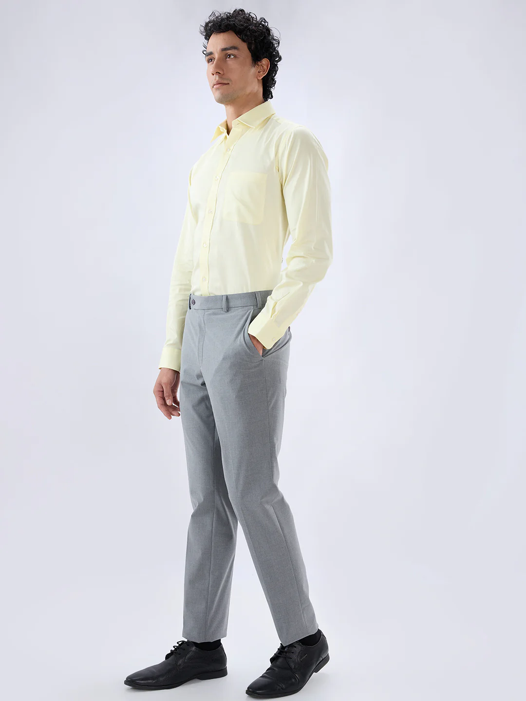 Park Avenue Men Grey Slim Fit Solid Trouser - Image 5