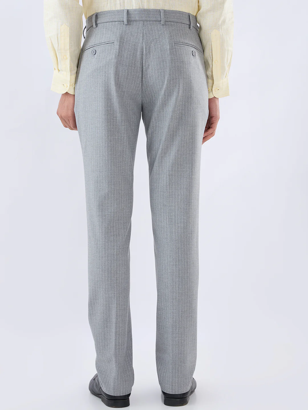 Park Avenue Men Grey Slim Fit Stripe Trouser - Image 4