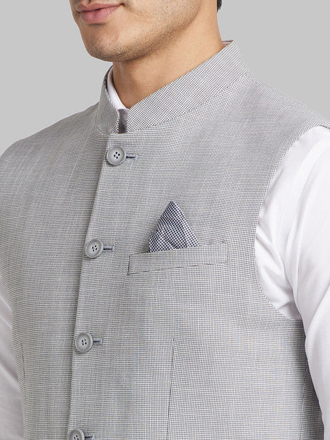 Park Avenue Men Grey Slim Fit Structured Waist Coat - Image 6