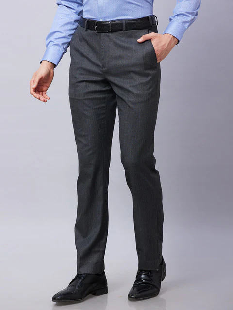 Park Avenue Men Grey Smart Fit Checks Trouser - Image 3