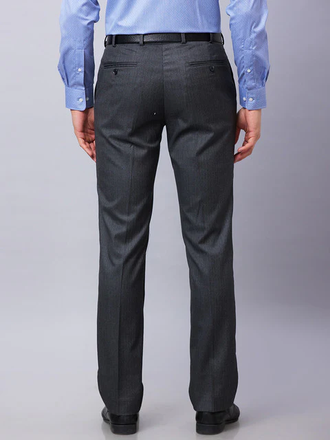 Park Avenue Men Grey Smart Fit Checks Trouser - Image 4