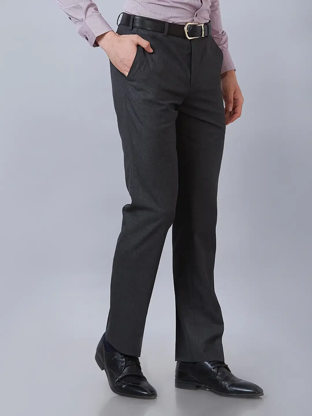 Park Avenue Men Grey Smart Fit Pick-A-Pick Linen Trousers - Image 2