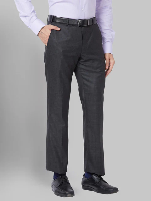 Park Avenue Men Grey Smart Fit Structured Trouser - Image 2