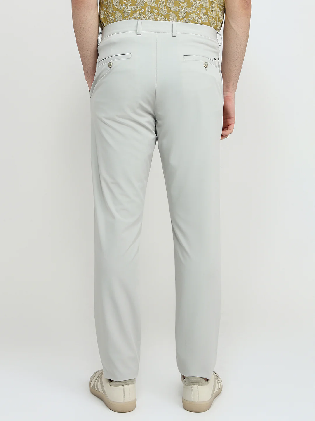 Park Avenue Men Grey Solid Commutech Fit Nylon Blend Trouser - Image 4