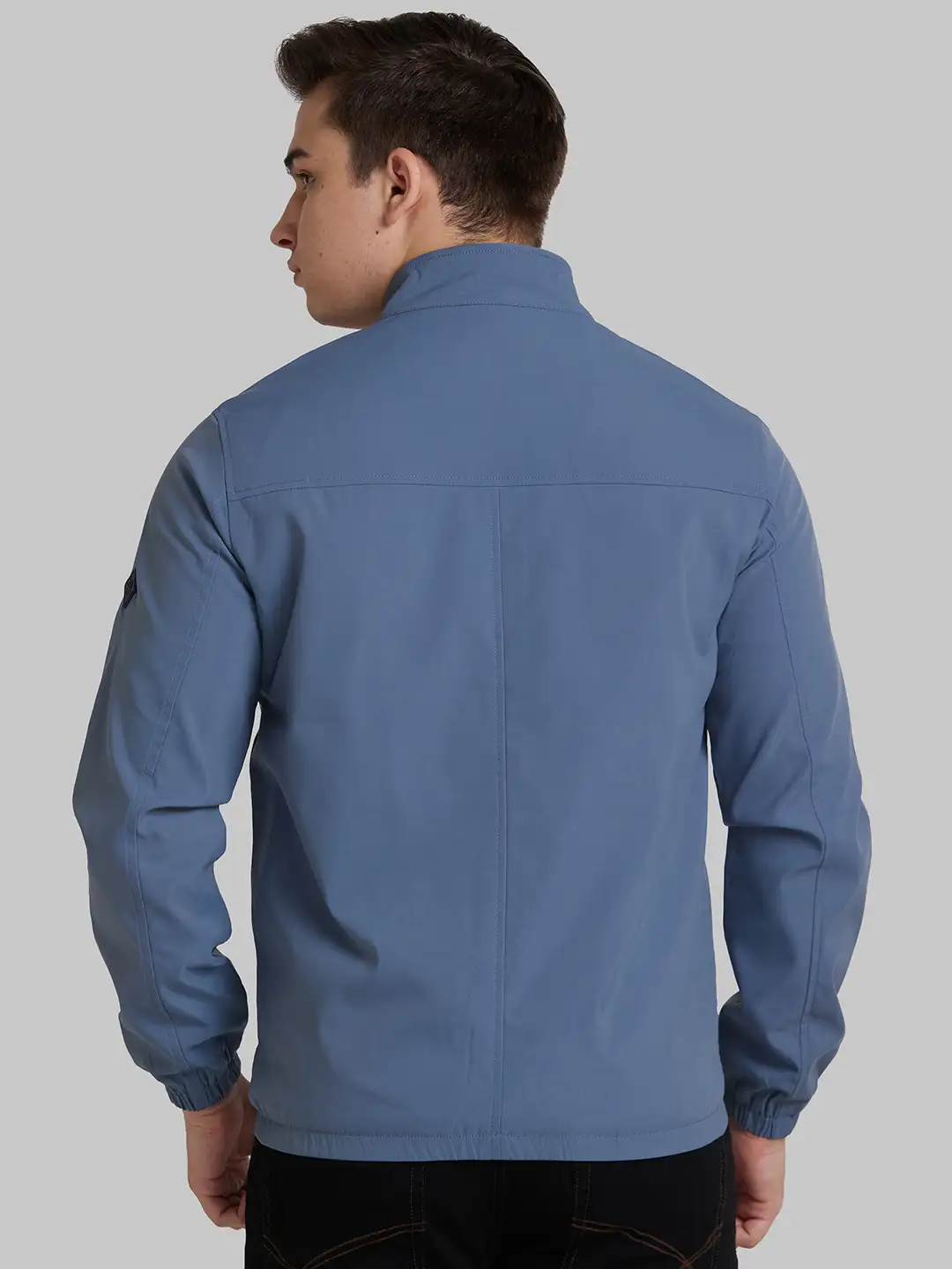 Park Avenue Men Grey Solid Casual Bomber Jacket - Image 4
