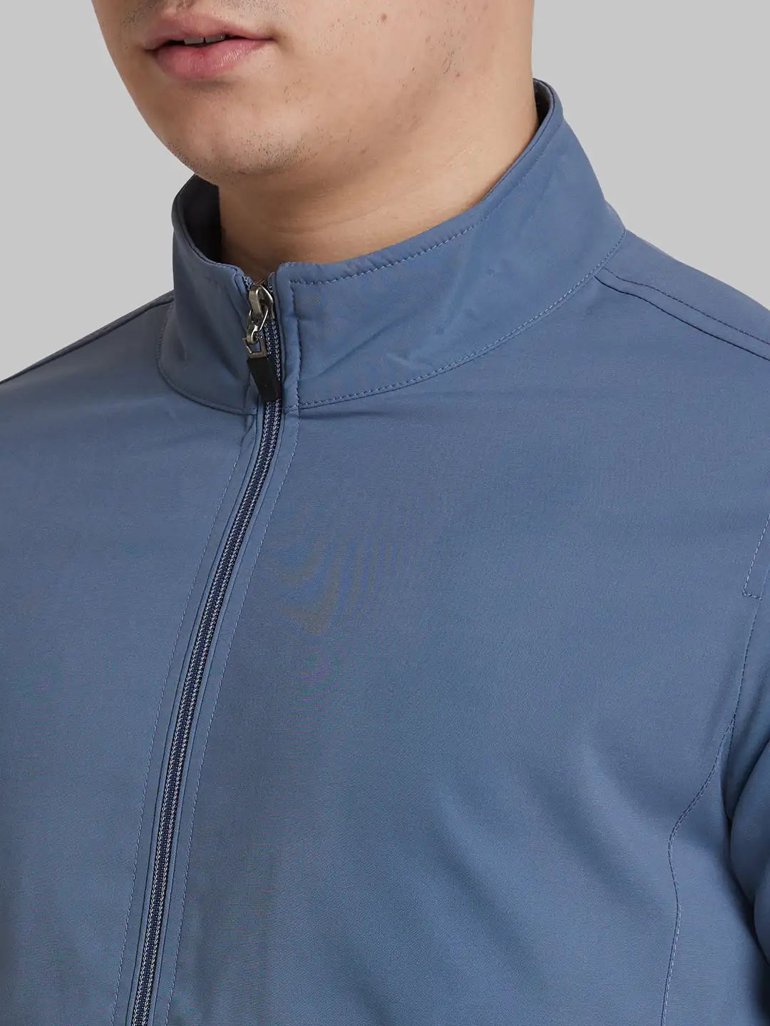 Park Avenue Men Grey Solid Casual Bomber Jacket - Image 6
