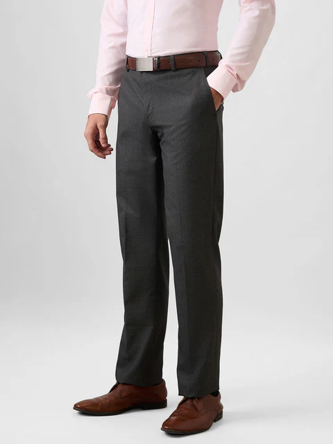 Park Avenue Men Grey Solid Regular Fit Polyester Blend Trouser - Image 3