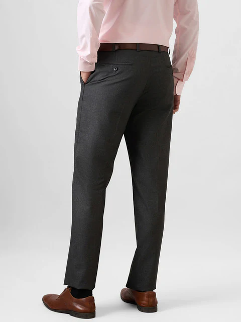 Park Avenue Men Grey Solid Regular Fit Polyester Blend Trouser - Image 4