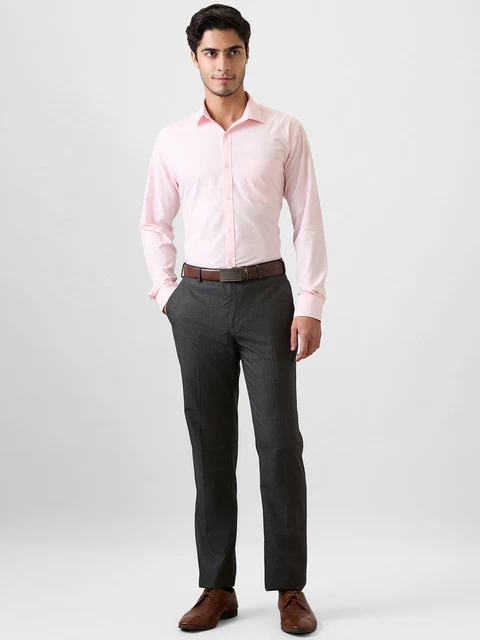 Park Avenue Men Grey Solid Regular Fit Polyester Blend Trouser - Image 5