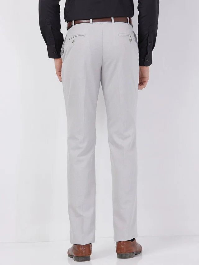 Park Avenue Men Grey Solid Regular Fit Polyester Blend Trouser - Image 4