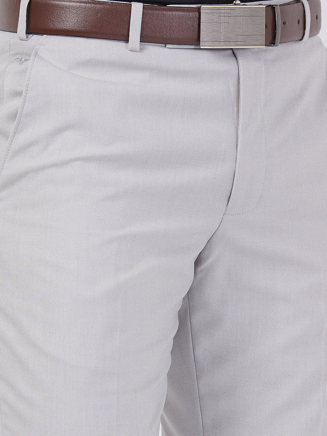 Park Avenue Men Grey Solid Regular Fit Polyester Blend Trouser - Image 6