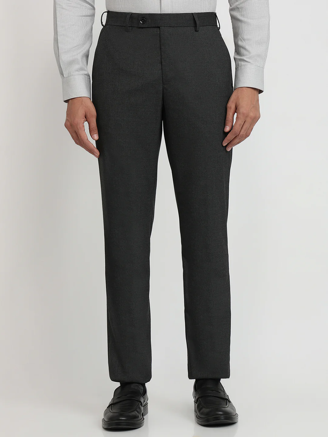 Park Avenue Men Grey Solid Regular Fit Polyester Blend Trouser