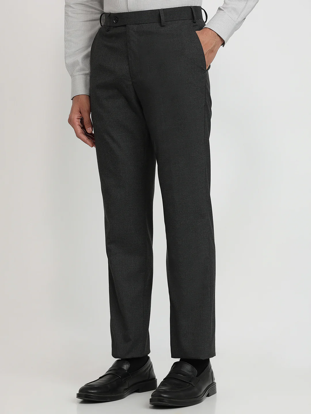Park Avenue Men Grey Solid Regular Fit Polyester Blend Trouser - Image 2
