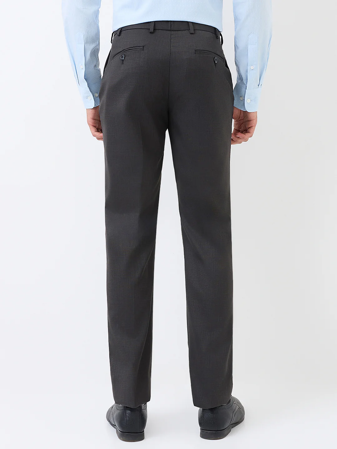 Park Avenue Men Grey Solid Regular Fit Polyester Blend Trouser - Image 4