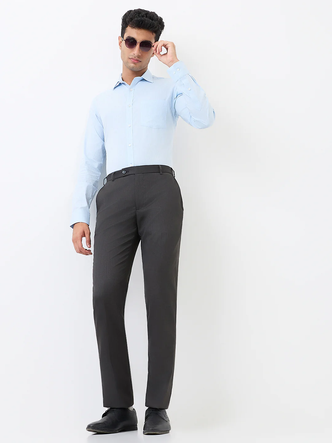 Park Avenue Men Grey Solid Regular Fit Polyester Blend Trouser - Image 6