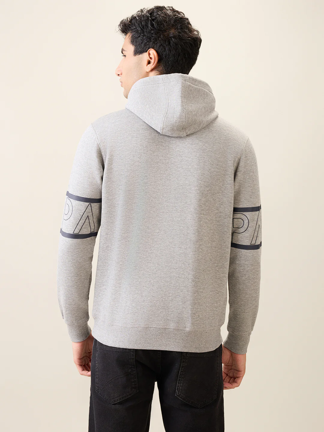 Park Avenue Men Grey Solid Slim Fit Cotton Blend Sweatshirt - Image 4