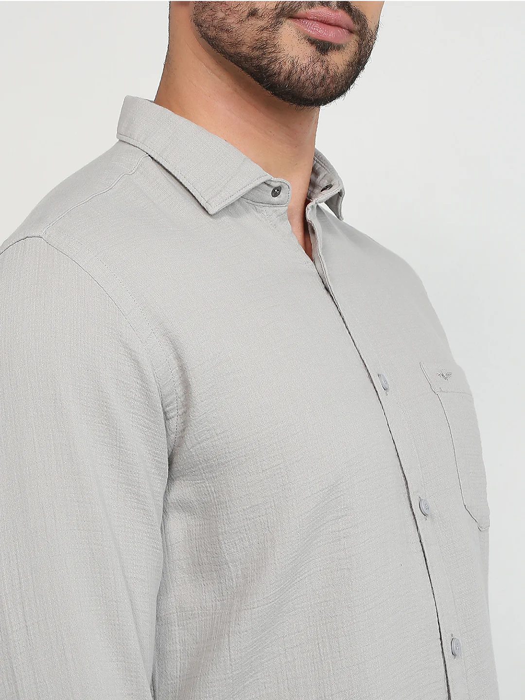 Park Avenue Men Grey Solid Slim Fit Cotton Casual Shirt - Image 12