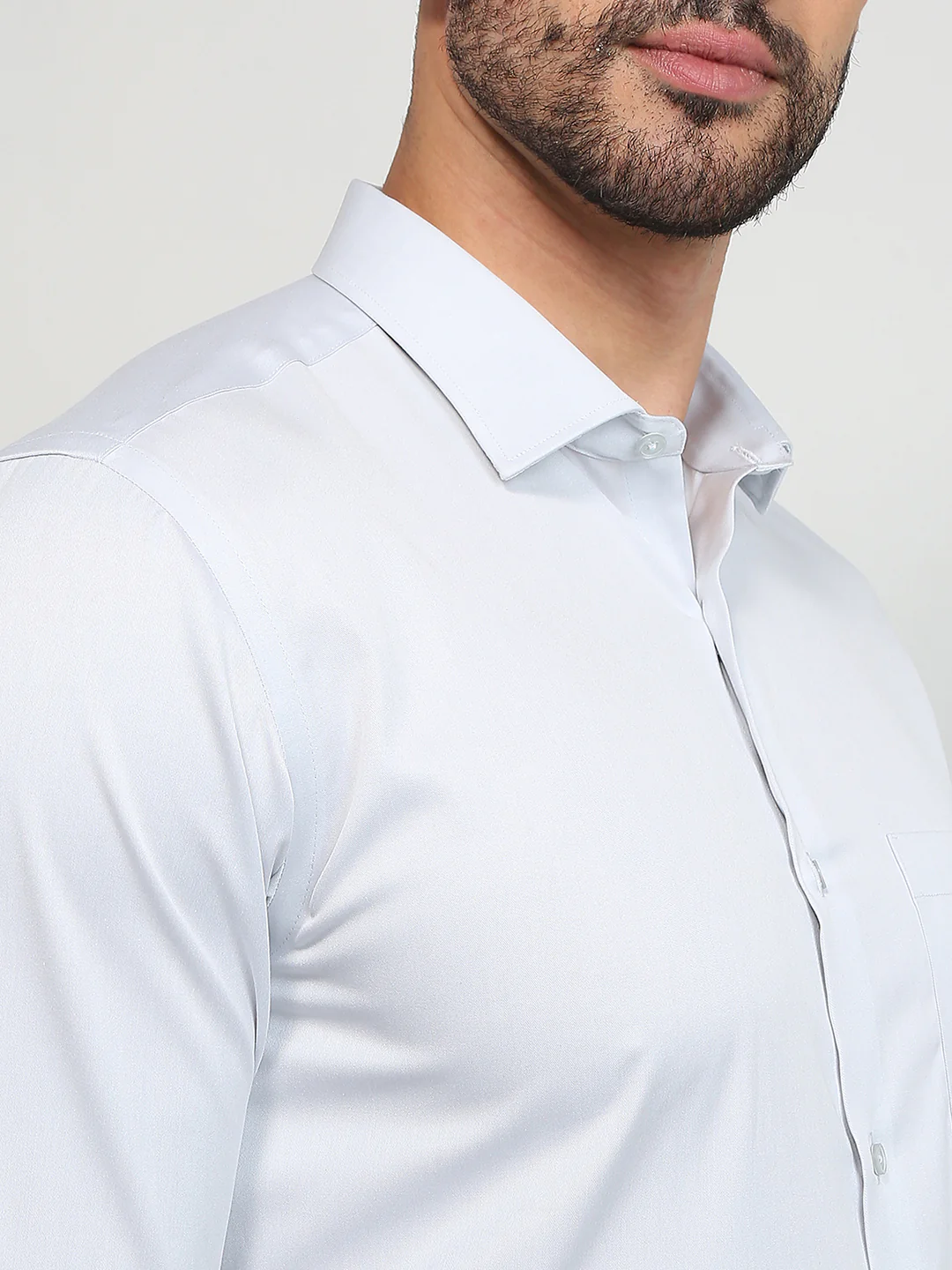 Park Avenue Men Grey Solid Slim Fit Cotton Full Sleeve Formal Shirt - Image 6