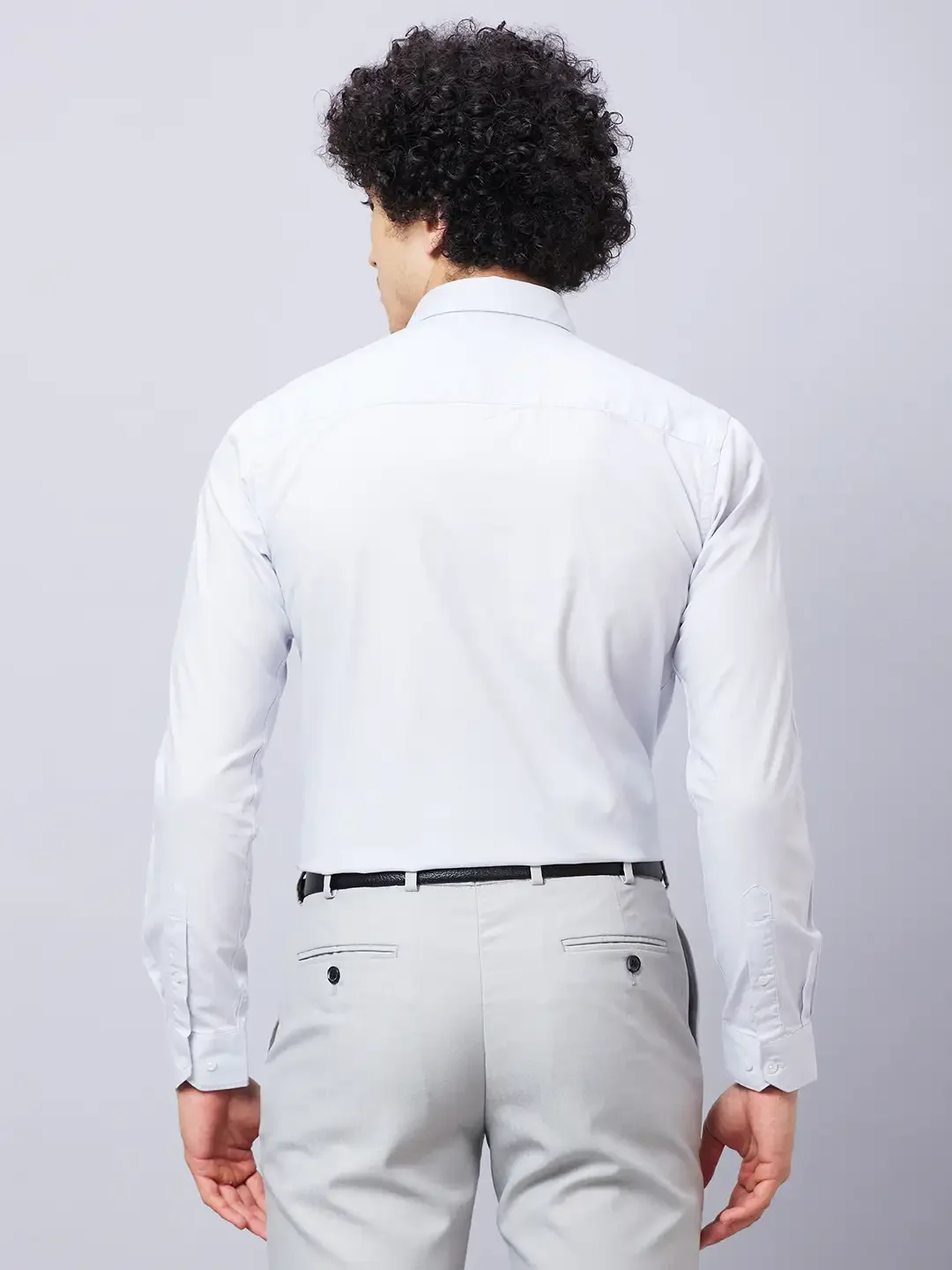 Park Avenue Men Grey Solid Slim Fit Cotton Shirts - Image 4