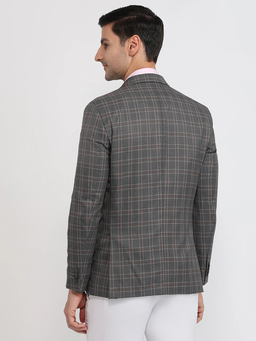 Park Avenue Men Grey Solid Slim Fit Polyester Blend Blazer - Image 4