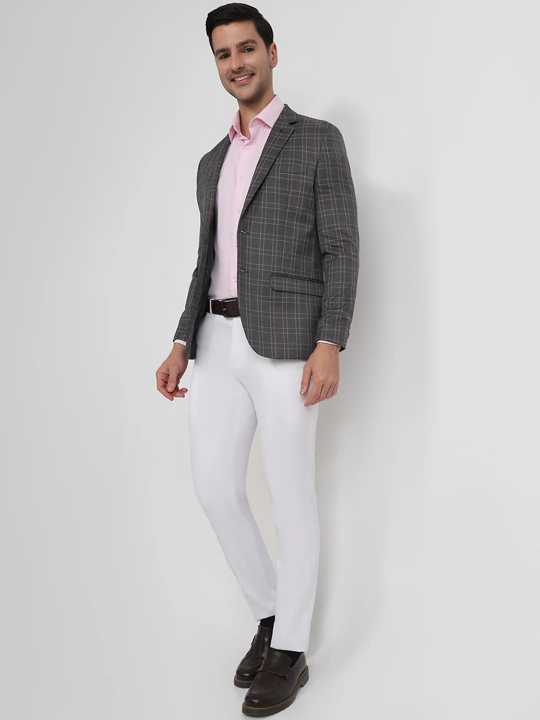 Park Avenue Men Grey Solid Slim Fit Polyester Blend Blazer - Image 5
