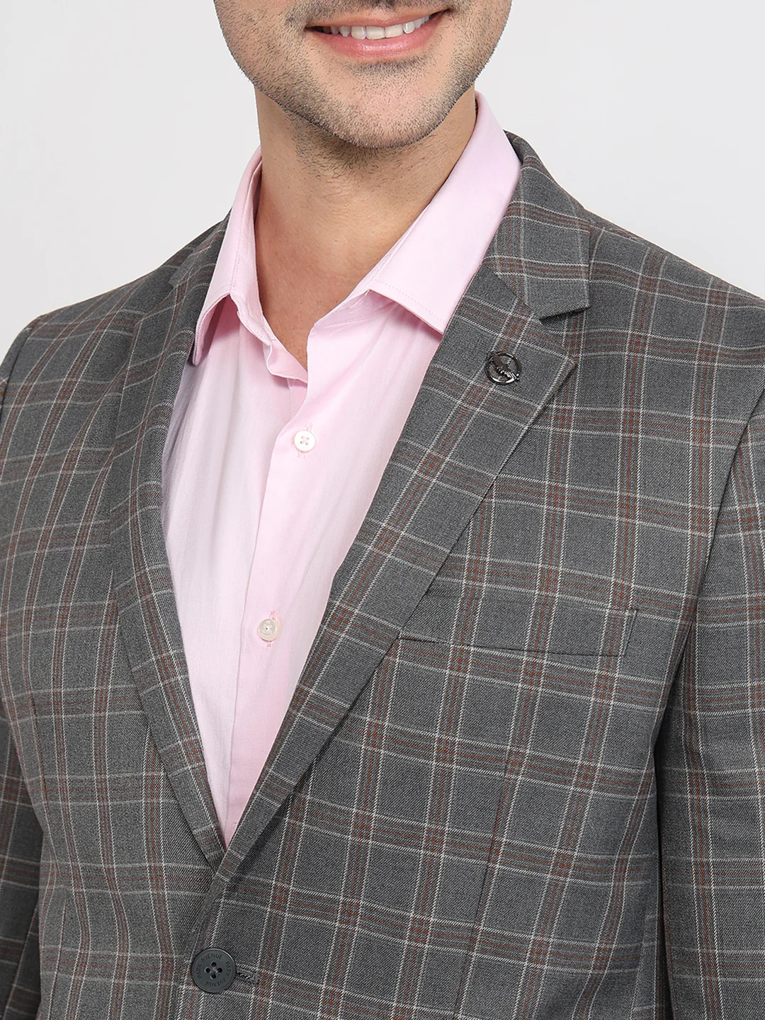 Park Avenue Men Grey Solid Slim Fit Polyester Blend Blazer - Image 6
