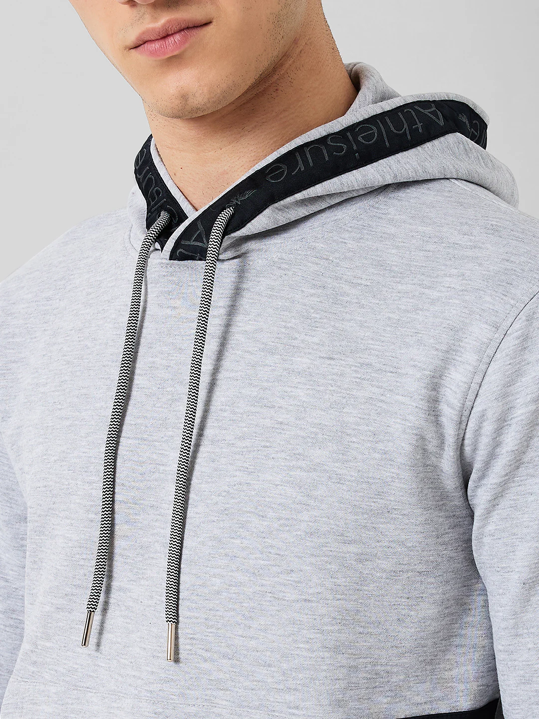 Park Avenue Men Grey Solid Slim Fit Polyester Blend Sweatshirt - Image 5