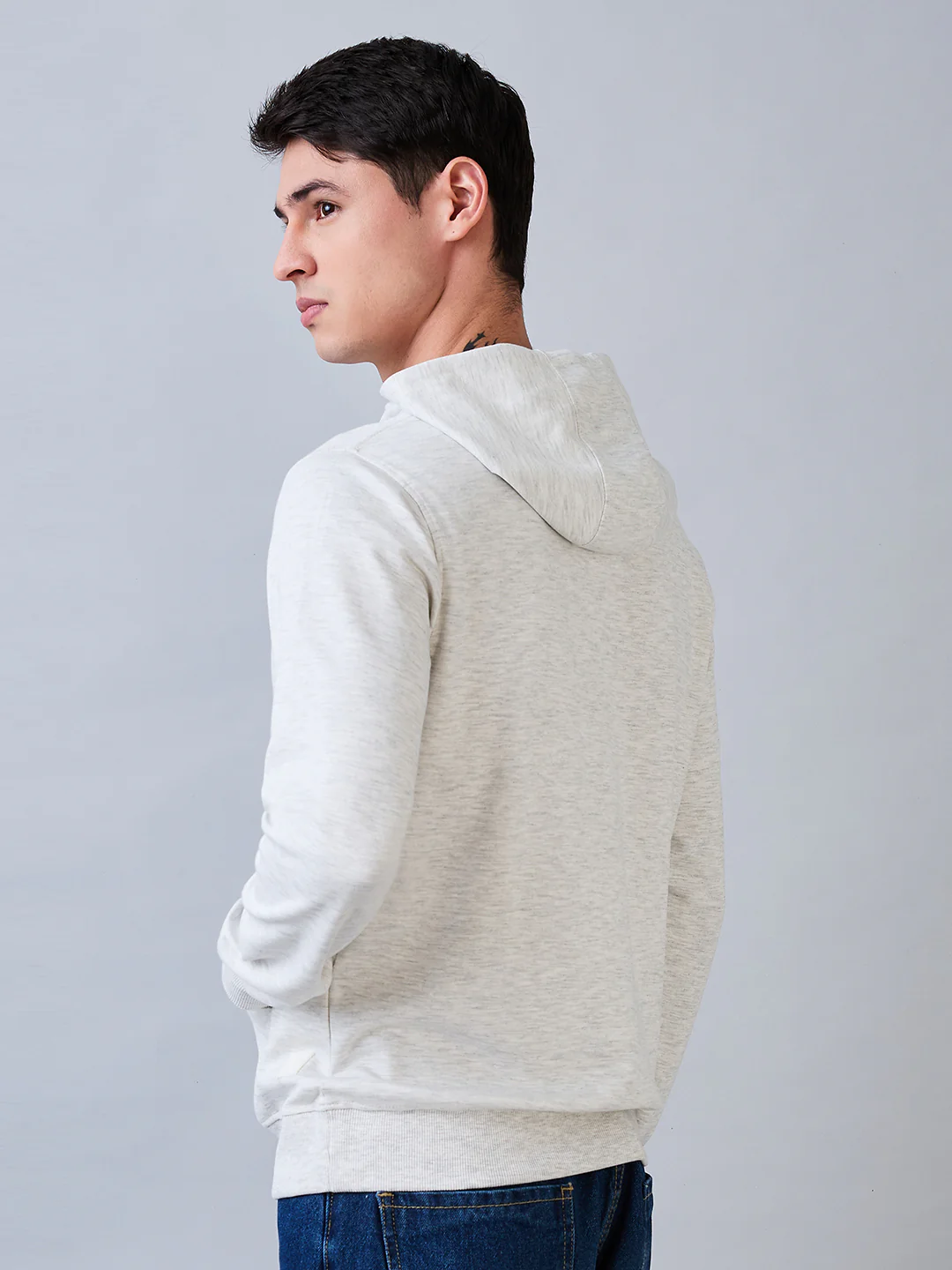 Park Avenue Men Grey Solid Slim Fit Polyester Blend Sweatshirt - Image 3