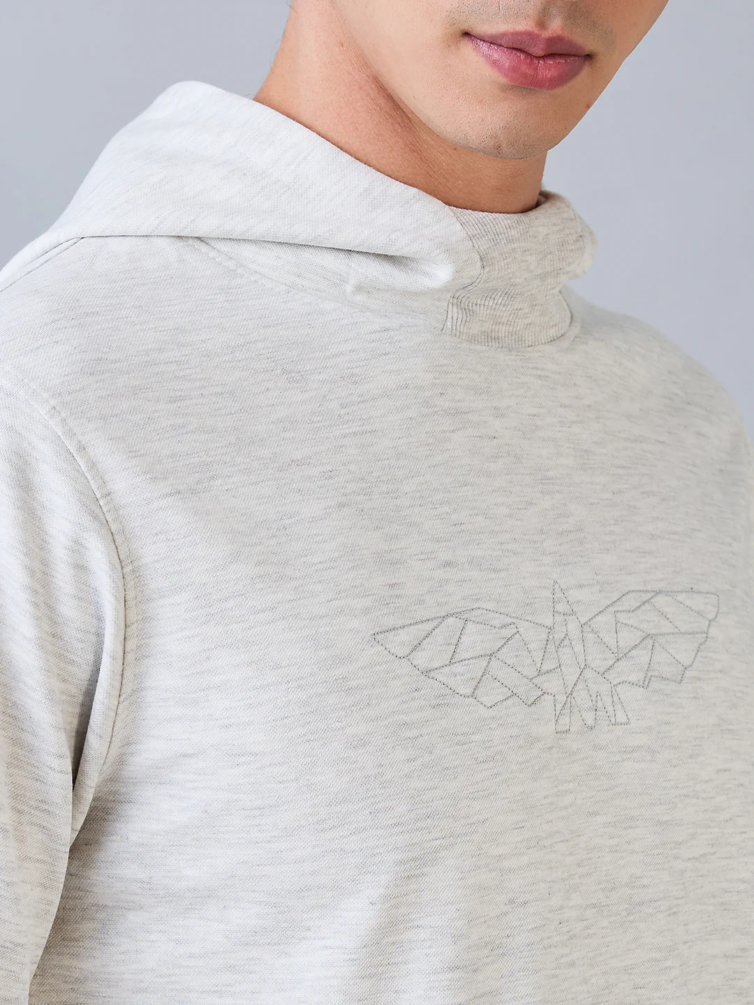 Park Avenue Men Grey Solid Slim Fit Polyester Blend Sweatshirt - Image 5
