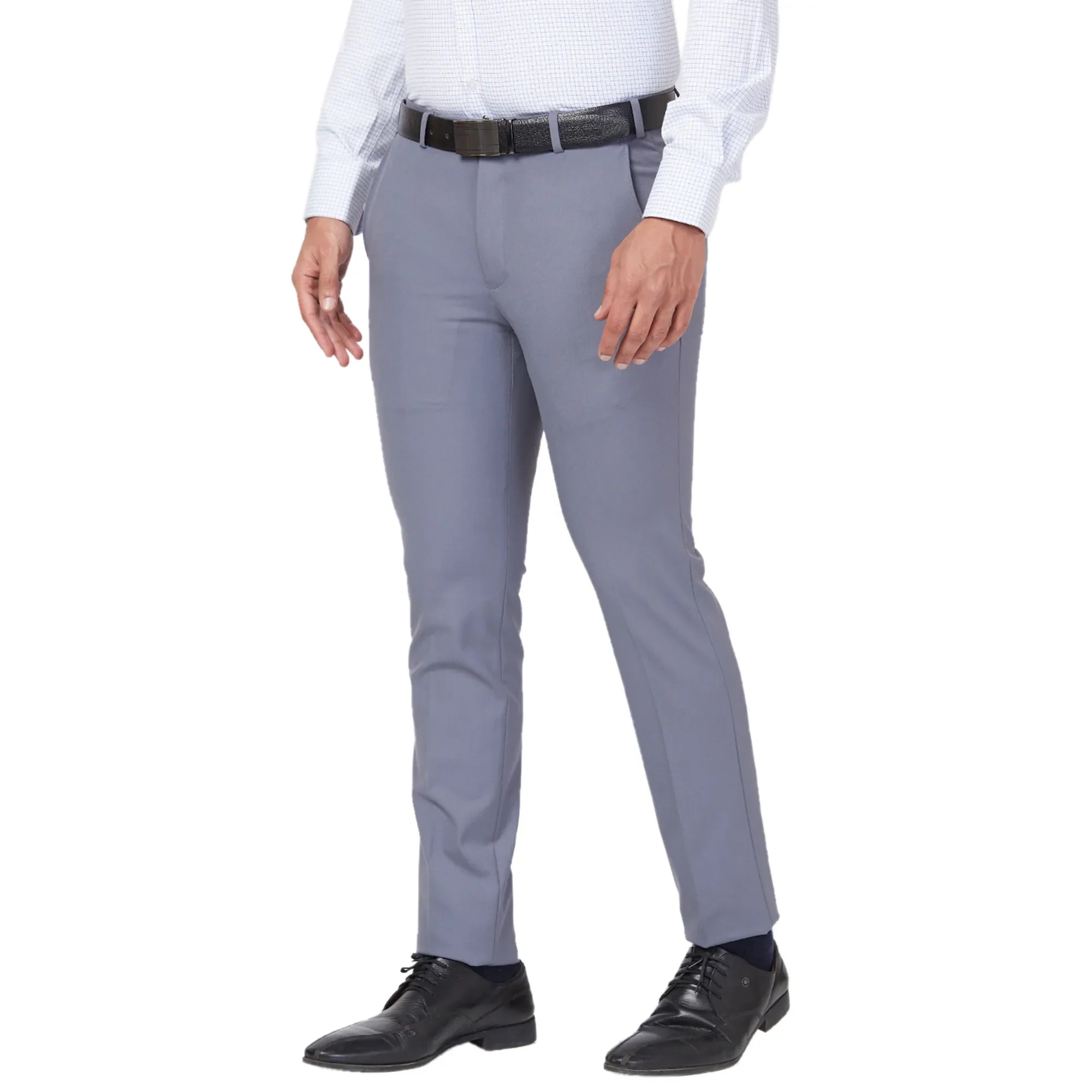 Park Avenue Men Grey Solid Slim Fit Polyester Blend Stretchable Trouser - Image 3