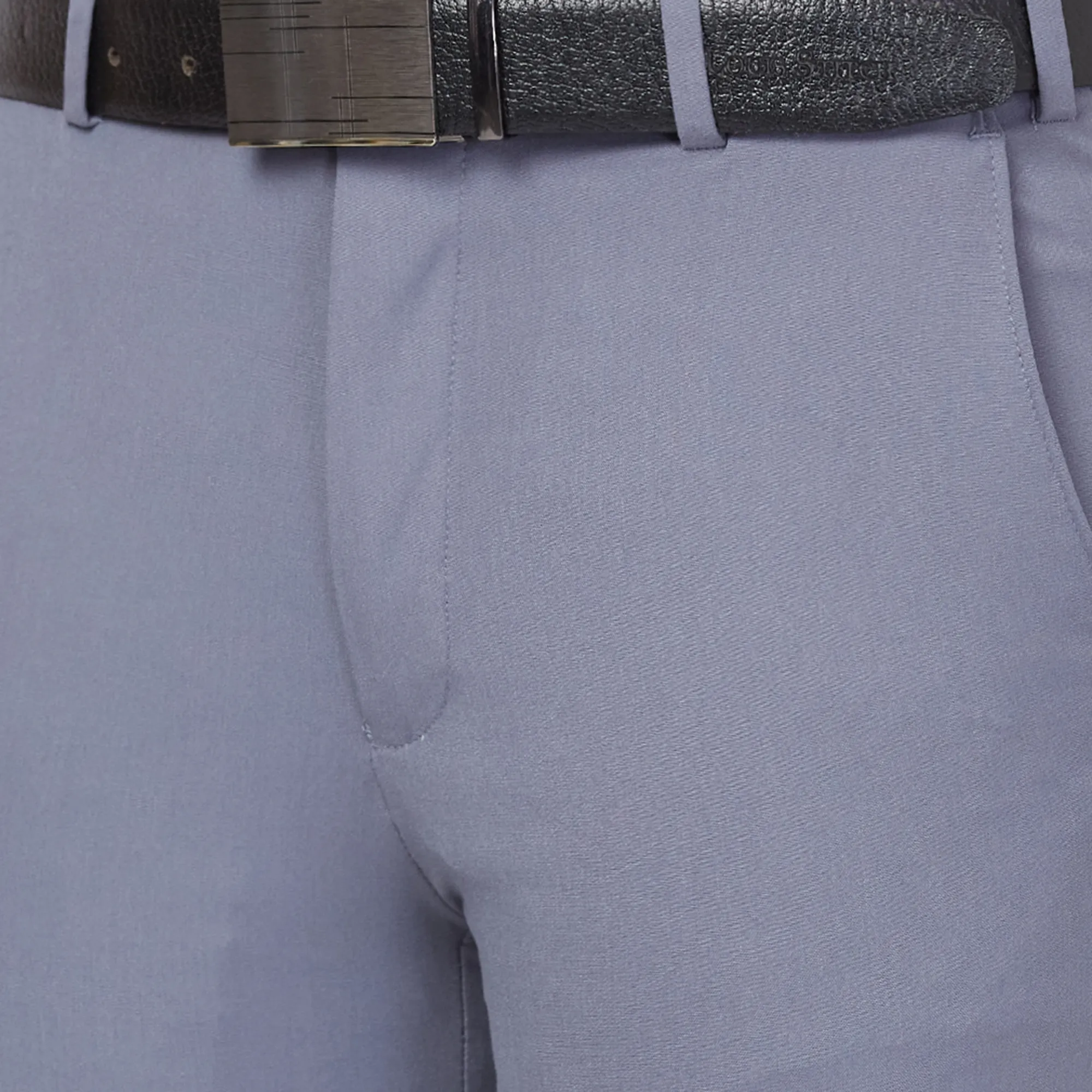 Park Avenue Men Grey Solid Slim Fit Polyester Blend Stretchable Trouser - Image 6