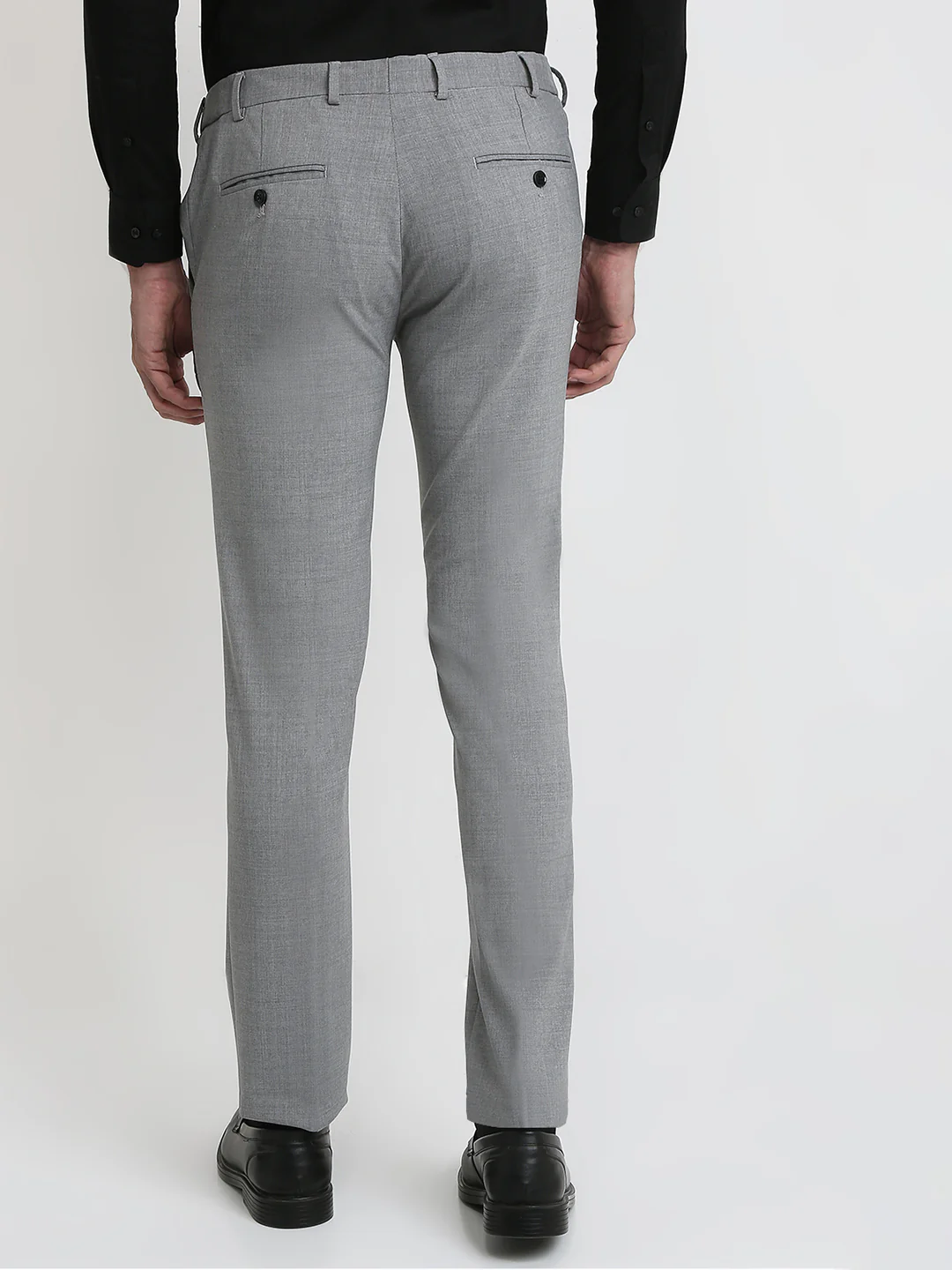 Park Avenue Men Grey Solid Slim Fit Polyester Blend Trouser - Image 4
