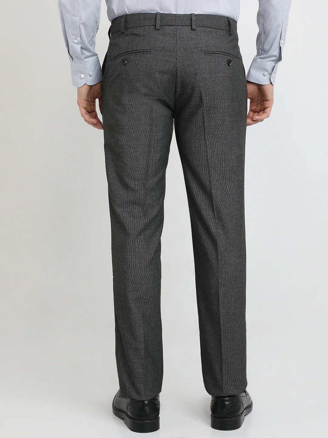 Park Avenue Men Grey Solid Slim Fit Polyester Blend Trouser - Image 4