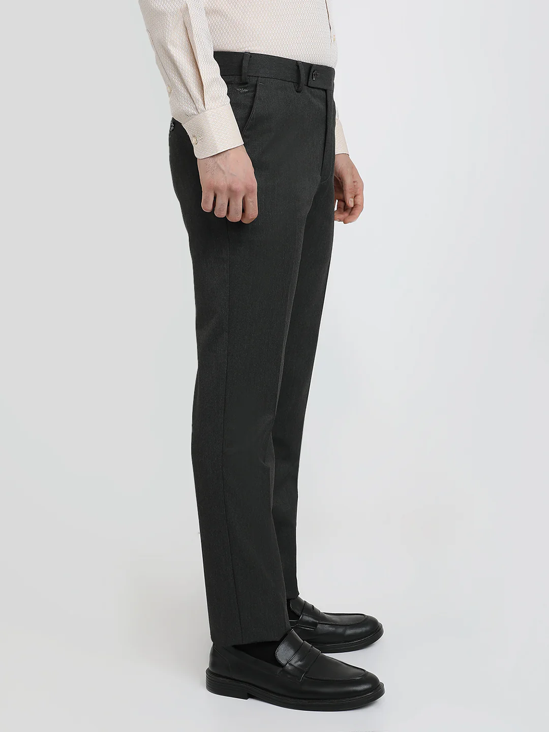 Park Avenue Men Grey Solid Slim Fit Polyester Blend Trouser - Image 3