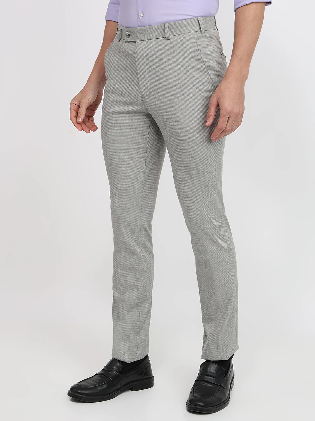 Park Avenue Men Grey Solid Slim Fit Polyester Blend Trouser - Image 2
