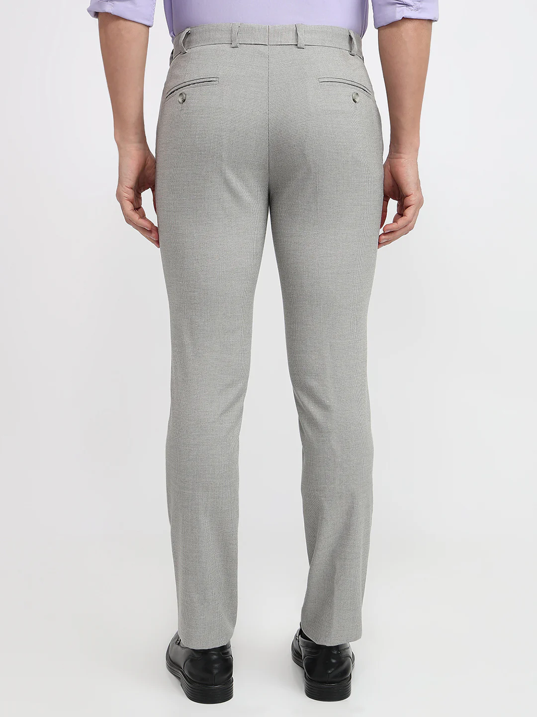 Park Avenue Men Grey Solid Slim Fit Polyester Blend Trouser - Image 4