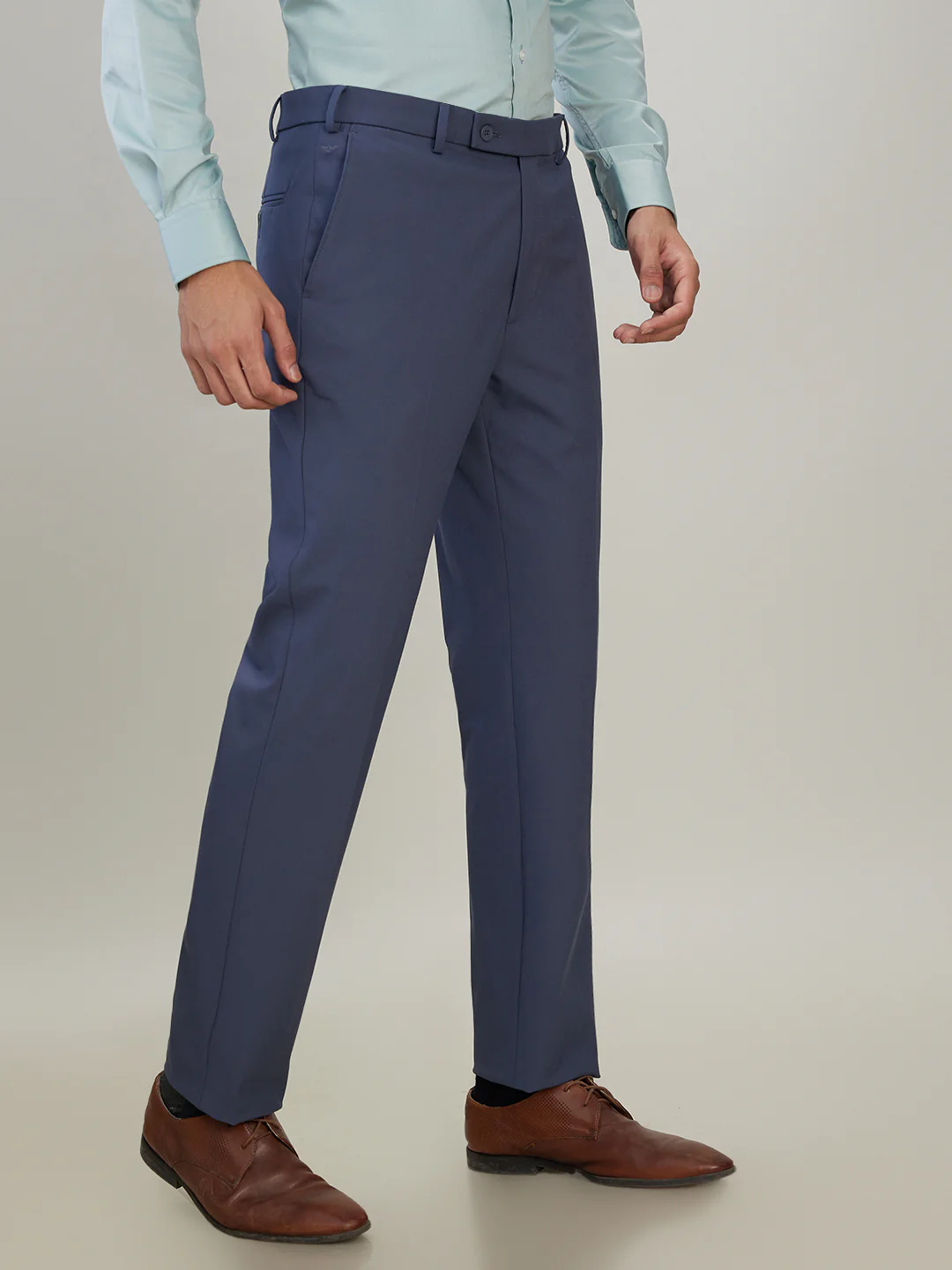 Park Avenue Men Grey Solid Slim Fit Polyester Blend Trouser - Image 3