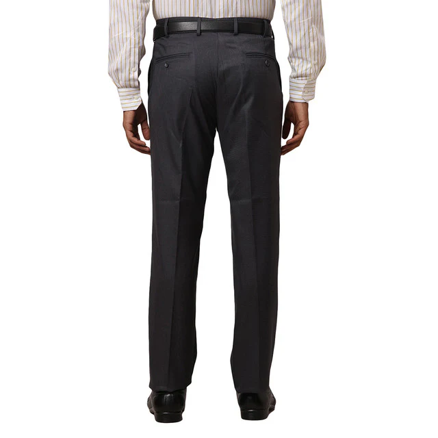 Park Avenue Men Grey Solid Smart Fit Polyester Blend Trouser - Image 4