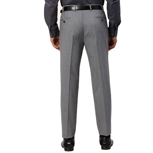 Park Avenue Men Grey Solid Super Slim Fit Polyester Blend Trouser - Image 5