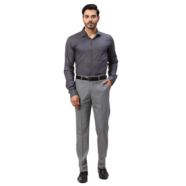 Park Avenue Men Grey Solid Super Slim Fit Polyester Blend Trouser - Image 6