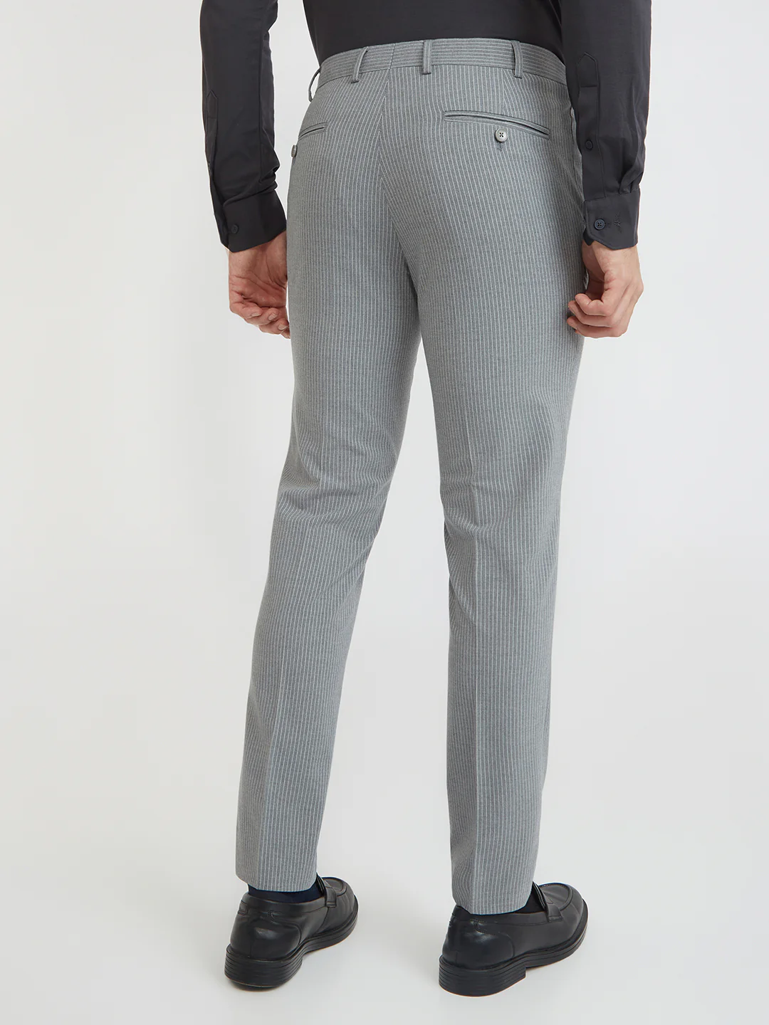 Park Avenue Men Grey Solid Super Slim Fit Polyester Blend Trouser - Image 4