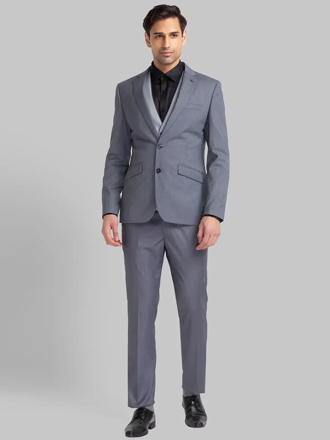 Park Avenue Men Grey Solid Super Slim Fit Terelyne Blend Suit