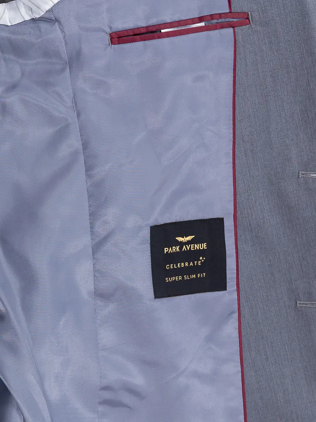 Park Avenue Men Grey Solid Super Slim Fit Terelyne Blend Suit - Image 10