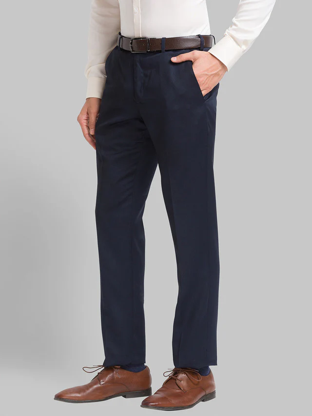 Park Avenue Men Grey Solid Super Slim Fit Trouser - Image 3