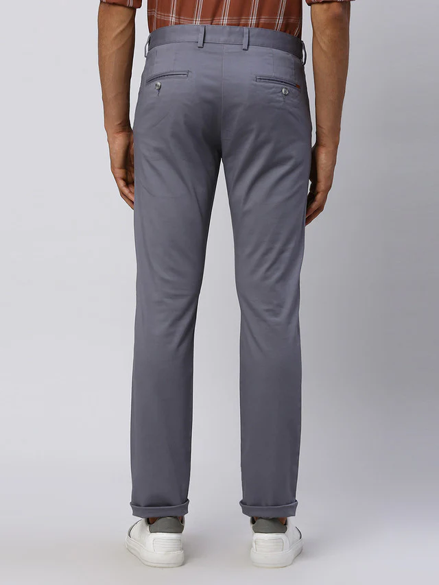 Park Avenue Men Grey Solid Super Slim Fit Trouser - Image 4