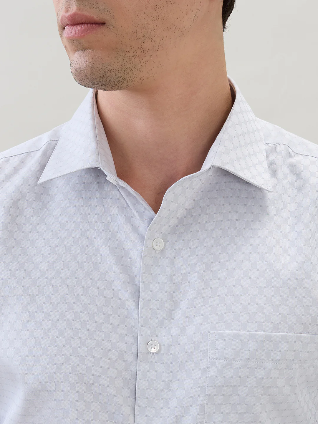 Park Avenue Men Grey Structure Regular Fit Cotton Blend Shirt - Image 6