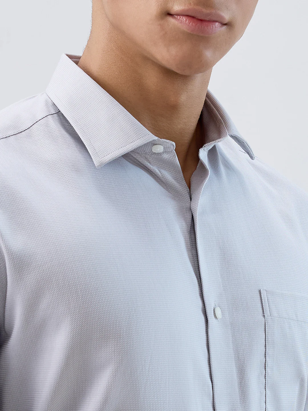 Park Avenue Men Grey Structure Regular Fit Cotton Formal Shirt - Image 6